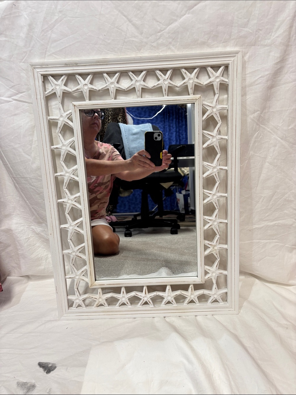 White Decorative Star Motif Wall Mirror